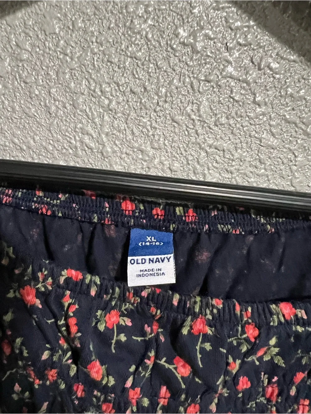Old Navy Black Floral Smocked Puff-Sleeve Top